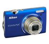 NIKON Coolpix S5100 - bleu étincelant + Kompaktes Lederetui 11 x 3,5 x 8 cm + SDHC-Speicherkarte 4 GB + Akku EN-EL10-kompatibel