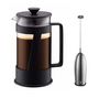 BODUM Geschenkset K10883-01: Kaffeebereiter Crema 1L + elektrischer Milchaufschäumer aus Edelstahl