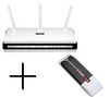 D-LINK WLAN-Router DIR-655 Switch 4 ports + USB-WLAM-Sticki DWA-140 + RJ-45 Kabel männlich/ männlich - 10 m, weiß (CNP5WS0aed10M)