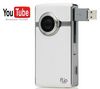 FLIP Mini-Camcorder Ultra HD - weiß + 2er Set Neopren-Hüllen Soft Pouch ASP2CP1 + Akku Flip ABT1W