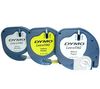 LETRATAG Dreierpack Papierkartusche S/W, Plastikkartusche schwarz/gelb und Kartusche metallic schwarz/silber S0721790