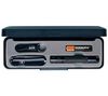 Set Taschenlampe Solitaire + Schweizer Taschenmesser K3A652 schwarz + 4 LR03 (AAA) Alcaline Xtreme Power Batterien + 2 gratis