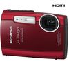 µ[mju:]  TOUGH-3000 - Oxide Red + Ultrakompakte PIX-Ledertasche + SDHC-Speicherkarte 8 GB