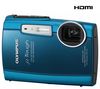 µ[mju:]  TOUGH-3000 - Turquoise Blue + Ultrakompakte PIX-Ledertasche + SDHC-Speicherkarte 8 GB