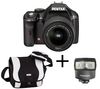 PENTAX K-x schwarz + Objektiv DA 18-55 mm f/3,5-5,6 AL + Tasche 50099 + Blitz AF200FG + SDHC-Speicherkarte 16 GB