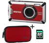 PENTAX Optio W80 rot + Neopren-Etui NC-W2 rot + SDHC-Speicherkarte 4 GB