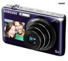 SAMSUNG ST600 - Digitalkamera - Kompaktkamera - 14.2 Mpix - optischer Zoom: 5 x - unterstützter Speicher: microSD, microSDHC - violett + Tasche Compact 11 X 3.5 X 8 CM Schwarz + SDHC-Speicherkarte 8 GB + Akku SLB07A + Mini-Stativ Pocketpod
