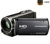 SONY High Definition Camcorder HDR-CX115 - schwarz + Transporttasche TBC305K + Lithium-Akku NP-FV70 + SDHC-Speicherkarte 8 GB + HDMI-Kabel HDMI-Stecker - Mini-HDMI-Stecker, vergoldet (1,5m)